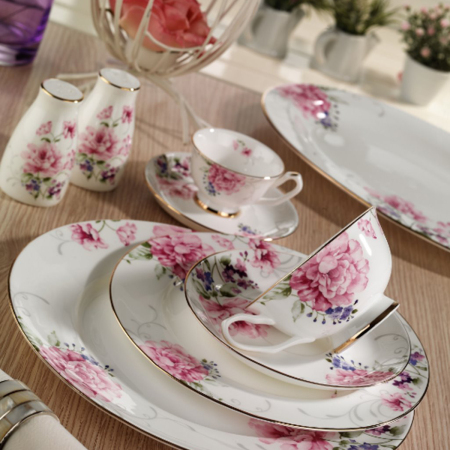 AR 30021 Aryıldız Bone Round Porselen 83 Parça 12 Kişilik Yemek Takımı - ARYILDIZ