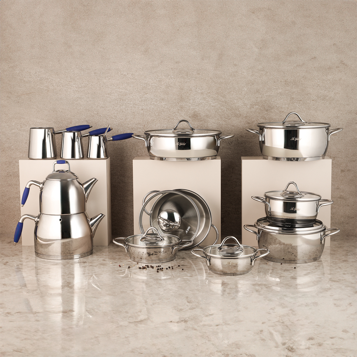 シーズン2019.2021セット Aryıldız Solo 21 Parça Lacivert Çelik Çeyiz Seti | Ar Yıldız