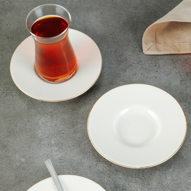 Aryıldız Alisa Heybeli Krem Çay Tabağı 6 Parça - 1