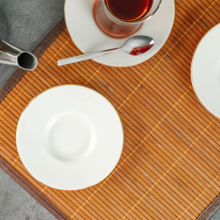 Aryıldız Alisa Heybeli Krem Çay Tabağı 6 Parça - 2