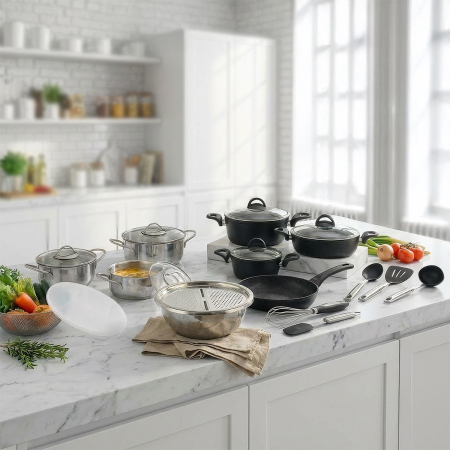 Aryıldız All in One 22 Parça Çelik & Granit Çeyiz Seti - ARYILDIZ