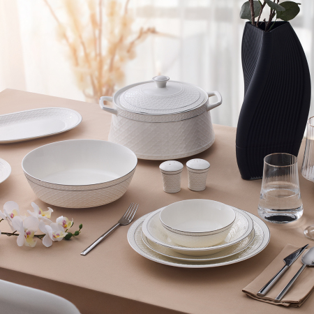 Aryıldız Almada Platin 60 Parça 12 Kişilik Yemek Takımı - ARYILDIZ