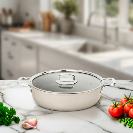 Aryıldız Atlanta Beige Kısa Tencere 26 cm - ARYILDIZ