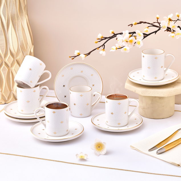 Aryıldız Aure 12 Parça 6 Kişilik Kahve Fincan Takımı 90 ml - 1