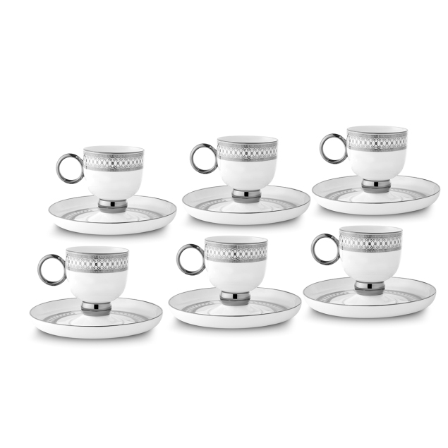 Aryıldız Aurelia Silver 12 Parça 6 Kişilik Kahve Fincan Takımı 90 ml - 3
