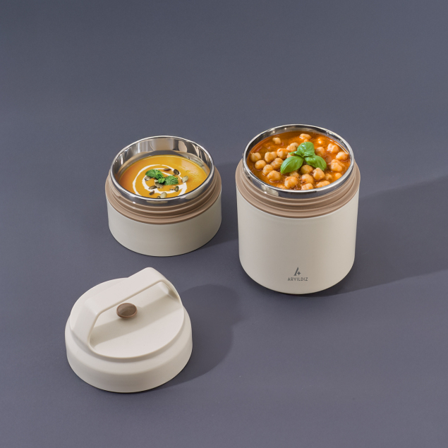 Aryıldız Bento Katlı Lunch Box Beige 620 ml - 1