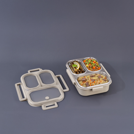 Aryıldız Bento Lunch Box 3 Bölmeli Beige - 1