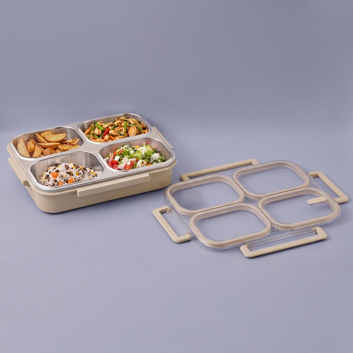 Aryıldız Bento Lunch Box 4 Bölmeli Beige