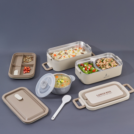 Aryıldız Bento Lunch Box Beige 2000 ml ve Sosluk - ARYILDIZ