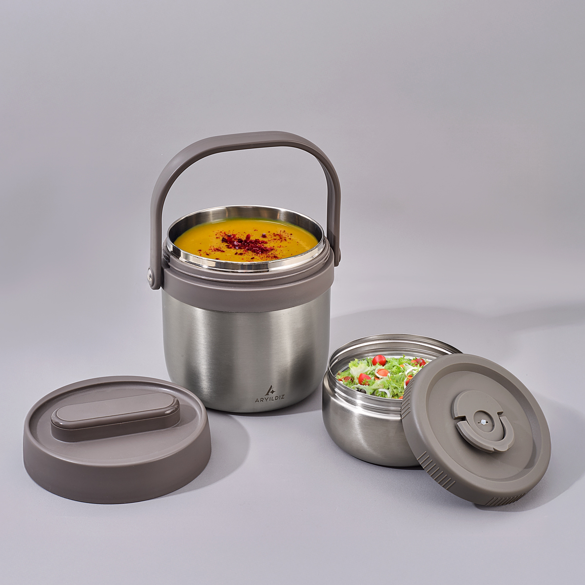 Aryıldız Bento Yuvarlak Lunch Box Steel 1400 ml
