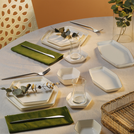 Aryıldız Cara Platin 6 Kişilik 32 Parça Kahvaltı Takımı - ARYILDIZ