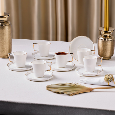 Aryıldız Claire Gold 12 Parça 6 Kişilik Kahve Fincan Takımı 90 ml - ARYILDIZ