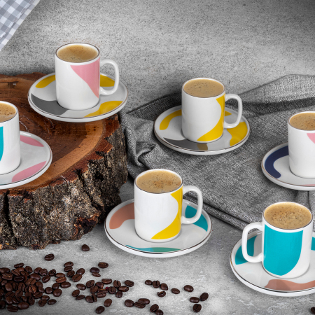 Aryıldız Colorbrush 6 Kişilik 12 Parça Fincan Takımı - ARYILDIZ