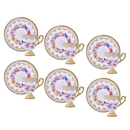 Aryıldız Constella 12 Parça 6 Kişilik Kahve Fincan Takımı Pembe 90 ml - 4