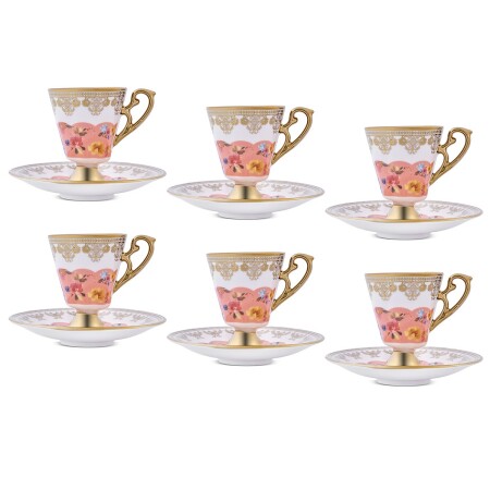 Aryıldız Constella 12 Parça 6 Kişilik Kahve Fincan Takımı Somon 90 ml - 5
