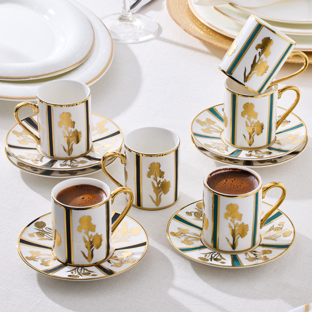 Aryıldız Cyra 12 Parça 6 Kişilik Türk Kahve Fincan Takımı 90 ml - 1