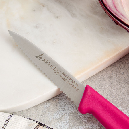 Aryıldız Daily Tırtıklı Meyve Bıçağı Pembe 9 cm - ARYILDIZ