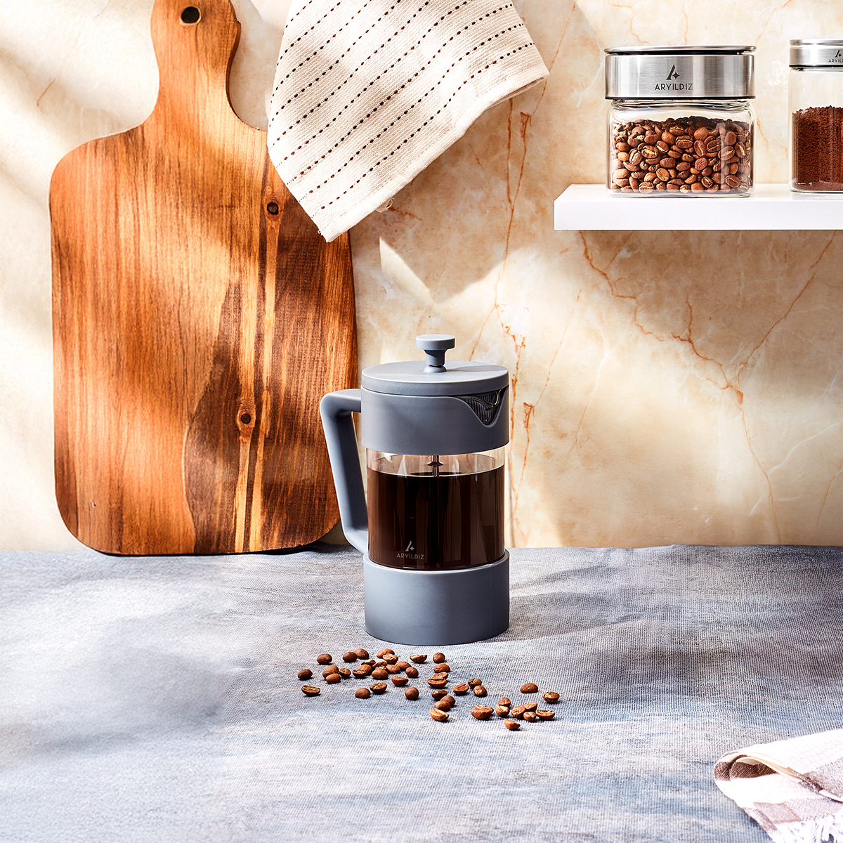 Aryıldız Doppio Grey French Press 600 ml