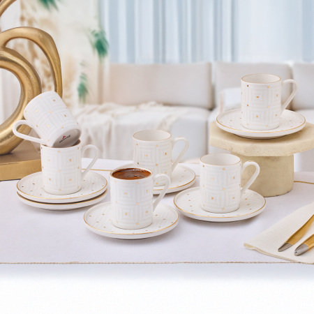 Aryıldız Dore 12 Parça 6 Kişilik Kahve Fincan Takımı 90 ml - ARYILDIZ