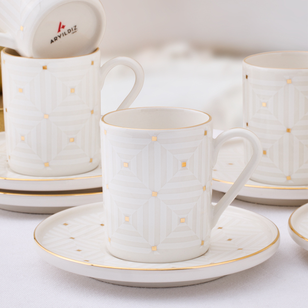 Aryıldız Dore 12 Parça 6 Kişilik Kahve Fincan Takımı 90 ml - 2