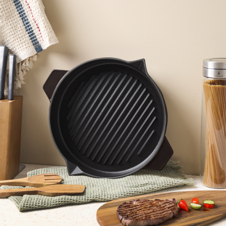 Aryıldız Duo Cast Bombe Grill Tava Kahverengi 30 cm - 2