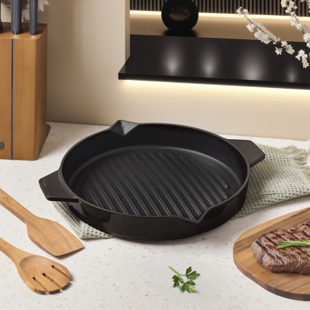 Aryıldız Duo Cast Bombe Grill Tava Kahverengi 30 cm - 3