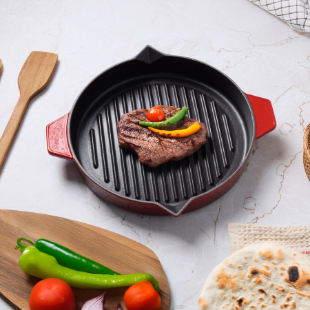 Aryıldız Duo Cast Bombe Grill Tava Kırmızı 30 cm - ARYILDIZ