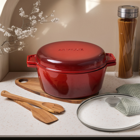 Aryıldız Duo Cast İron Tencere Kırmızı 20 cm - 3