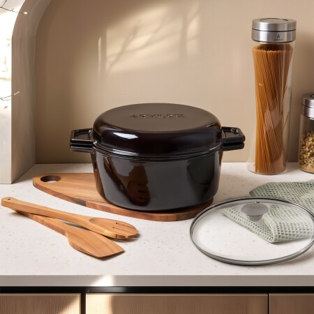 Aryıldız Duo Cast İron Tencere/Çift Kulplu Tava Kahverengi 20 cm - ARYILDIZ