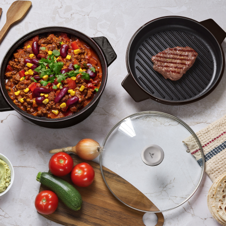 Aryıldız Duo Cast İron Tencere/Çift Kulplu Tava Kahverengi 28 cm - ARYILDIZ