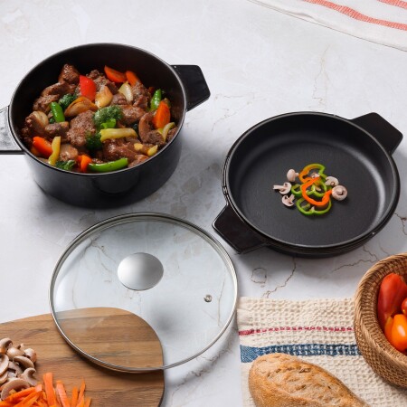 Aryıldız Duo Cast İron Tencere/Çift Kulplu Tava Kahverengi 20 cm - 4