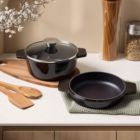 Aryıldız Duo Cast İron Tencere/Çift Kulplu Tava Kahverengi 20 cm - 3