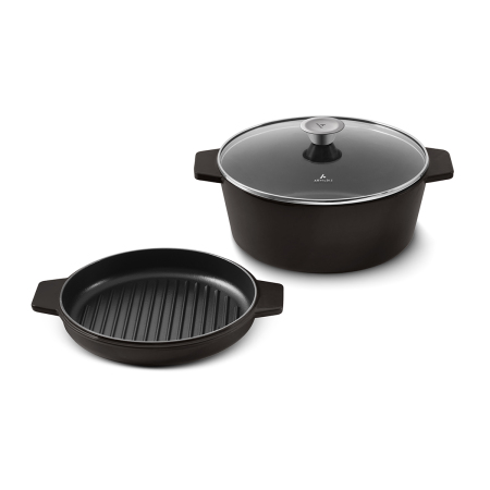 Aryıldız Duo Cast İron Tencere/Çift Kulplu Tava Kahverengi 28 cm - 5