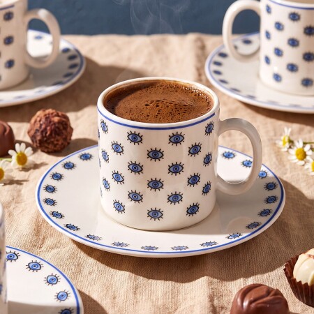 Aryıldız Elis 12 Parça 6 Kişilik Kahve Fincan Takımı Mavi 90 ml - 2
