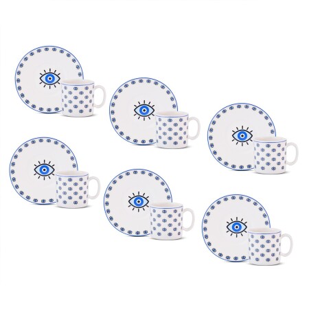 Aryıldız Elis 12 Parça 6 Kişilik Kahve Fincan Takımı Mavi 90 ml - 6