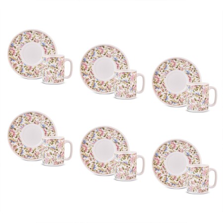 Aryıldız Elis 12 Parça 6 Kişilik Kahve Fincan Takımı Pembe 90 ml - 5