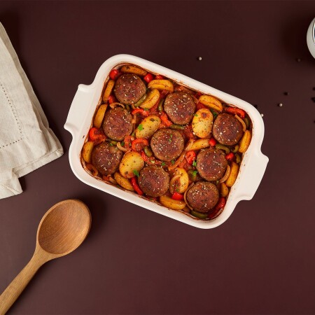 Aryıldız Elissa Dikdörtgen Fırın Kabı Mat Beyaz 25 cm - 1