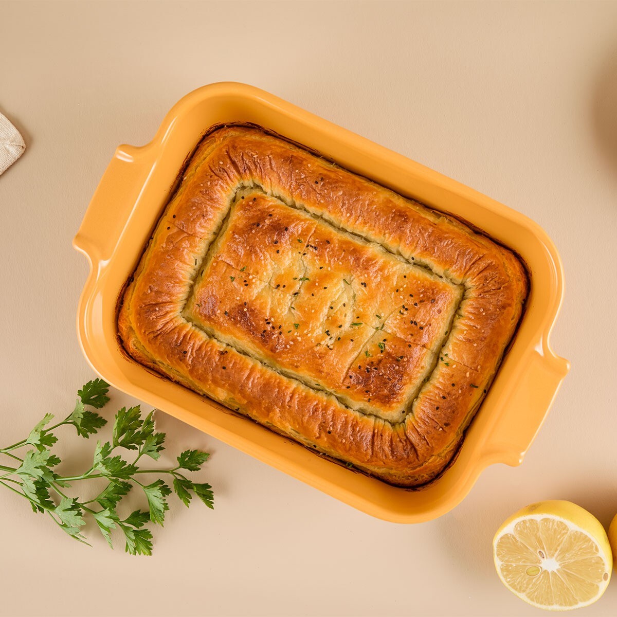 Aryıldız Elissa Dikdörtgen Fırın Kabı Sarı 25 cm