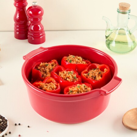 Aryıldız Elissa Kapaklı Karnıyarık Fırın Kabı Kırmızı 25 cm - 1