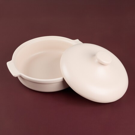 Aryıldız Elissa Kapaklı Karnıyarık Fırın Kabı Mat Beyaz 27 cm - 2