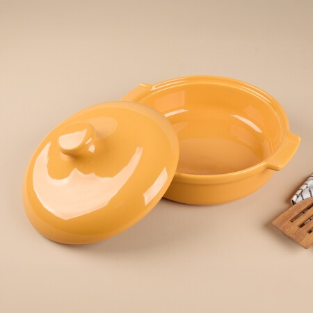Aryıldız Elissa Kapaklı Karnıyarık Fırın Kabı Sarı 27 cm - 4