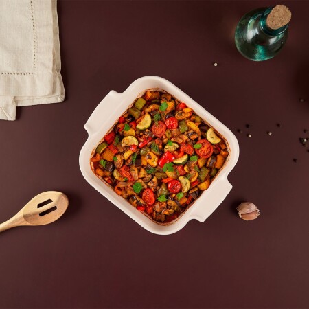 Aryıldız Elissa Kare Fırın Kabı Mat Beyaz 21 cm - 1