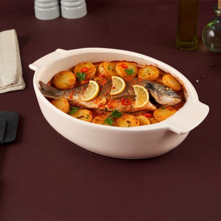 Aryıldız Elissa Oval Fırın Kabı Mat Beyaz 31 cm - 1