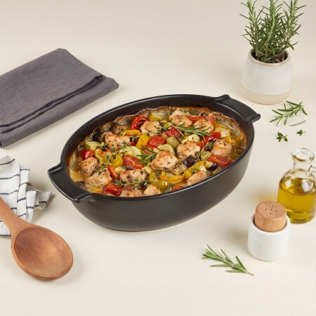 Aryıldız Elissa Oval Fırın Kabı Mat Siyah 31 cm - 5