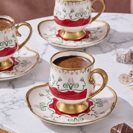 Aryıldız Eros 6 Kişilik 12 Parça Kahve Fincan Takımı Kırmızı 90 ml - 3
