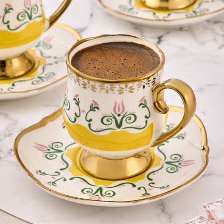 Aryıldız Eros 6 Kişilik 12 Parça Kahve Fincan Takımı Sarı 90 ml - 3