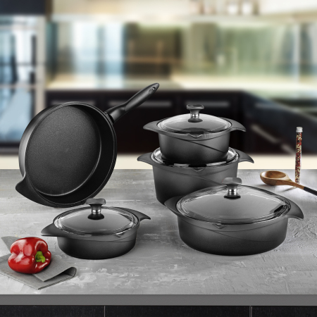 Aryıldız Flipper Siyah Cam Tencere Seti - 1