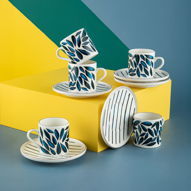 Aryıldız Foglia 12 Parça 6 Kişilik Türk Kahve Fincanı 90 ml - 1