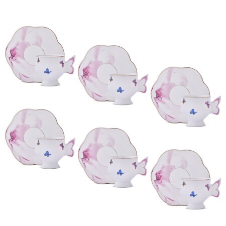 Aryıldız Grass 6 Kişilik 12 Parça Kahve Fincan Takımı Açık Pembe 90 ml - 4