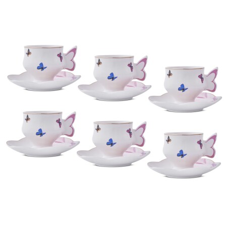 Aryıldız Grass 6 Kişilik 12 Parça Kahve Fincan Takımı Açık Pembe 90 ml - 5